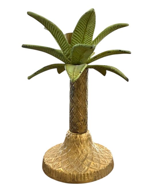 Vintage Brass Palm Tree Candlestick