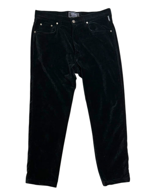 Vintage 1990s Versace Black Velvet Jeans
