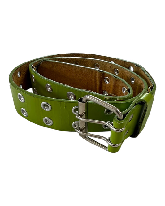 Vintage Lime Green Grommet Belt
