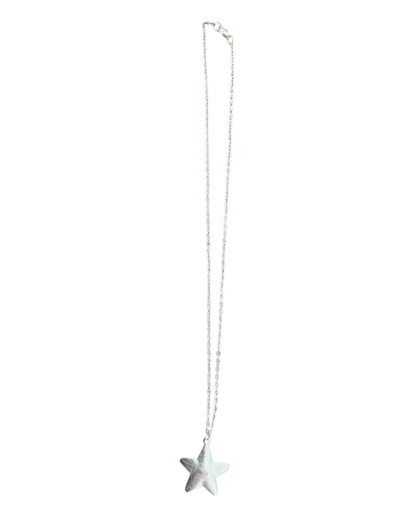 Vintage Silver and Red Star Pendant Necklace