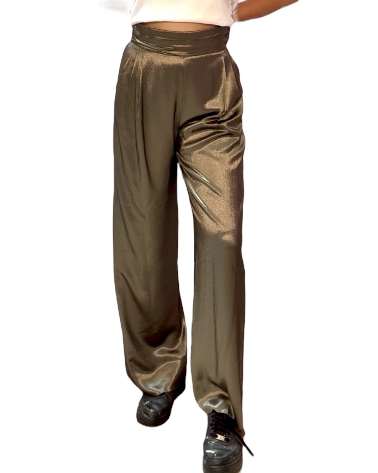 Pre-Loved Max Mara Metallic Gold Wide-Leg Pants