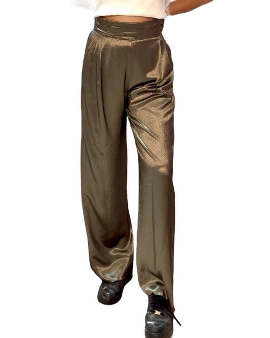Pre-Loved Max Mara Metallic Gold Wide-Leg Pants