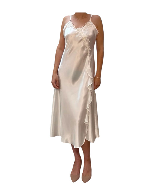 Vintage White Slip Dress with Lace Details