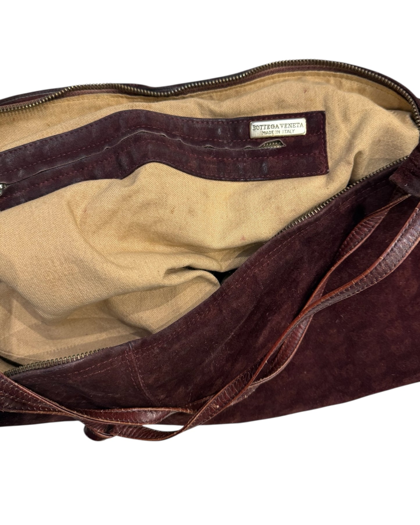 Vintage Bottega Veneta Dark Red Suede Butterfly Hobo Bag