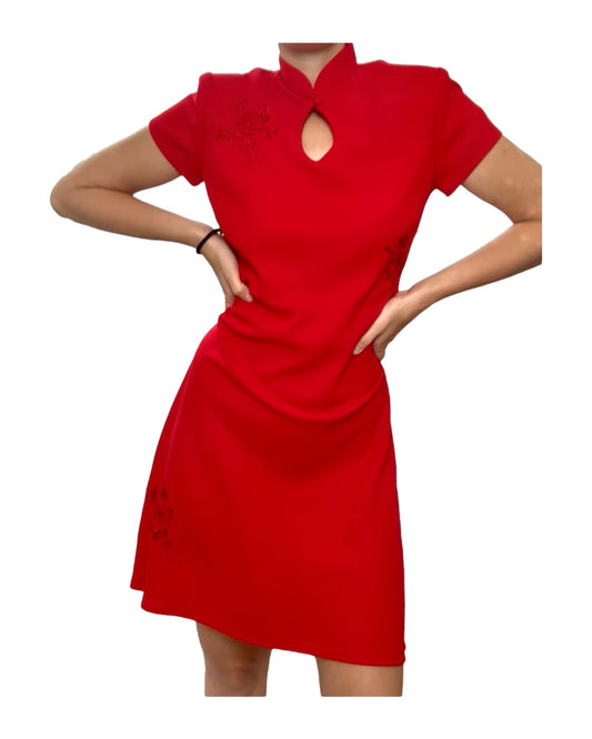 Vintage Red Embroidered Dress