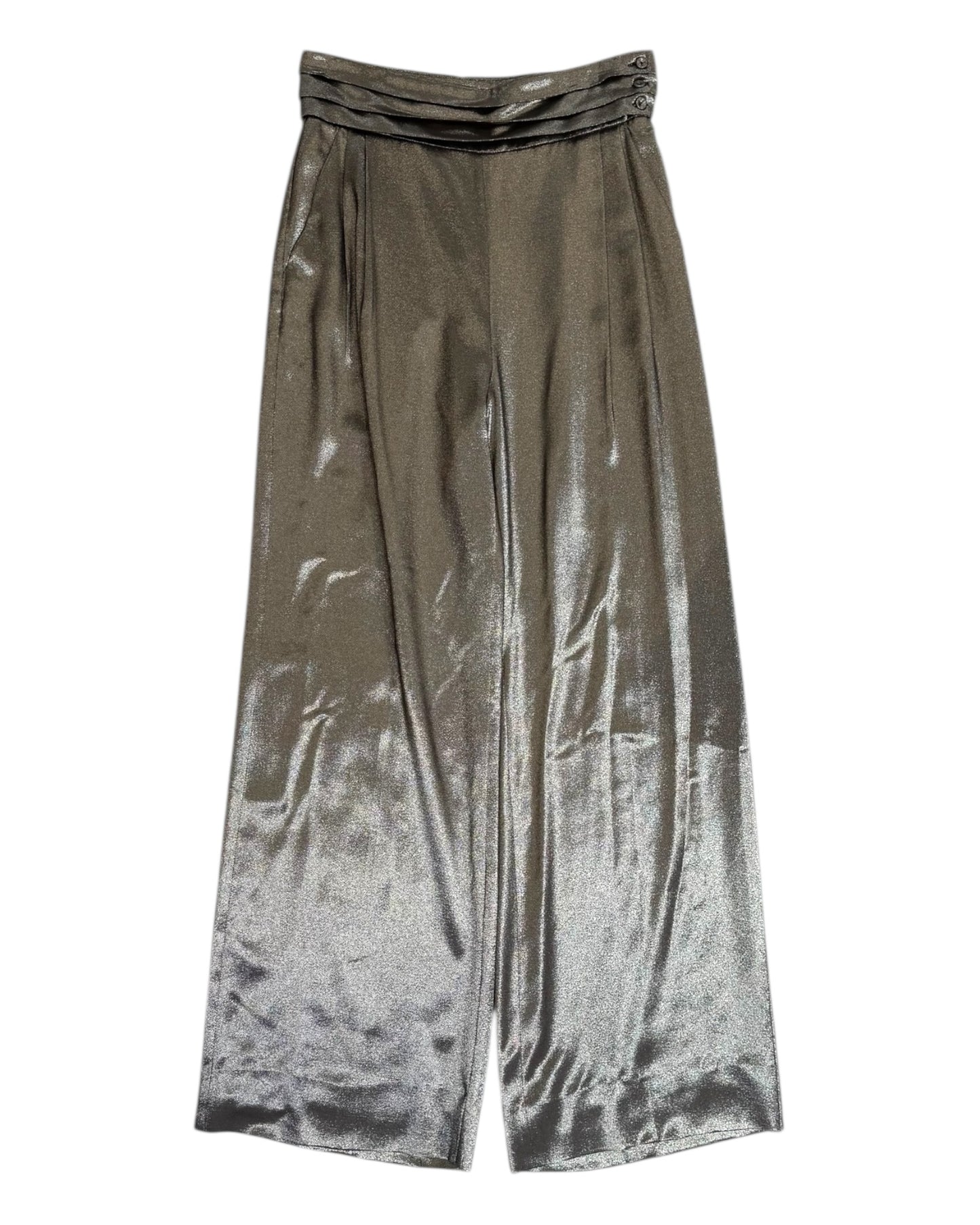 Pre-Loved Max Mara Metallic Gold Wide-Leg Pants
