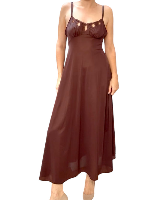 Vintage Brown Maxi Slip Dress