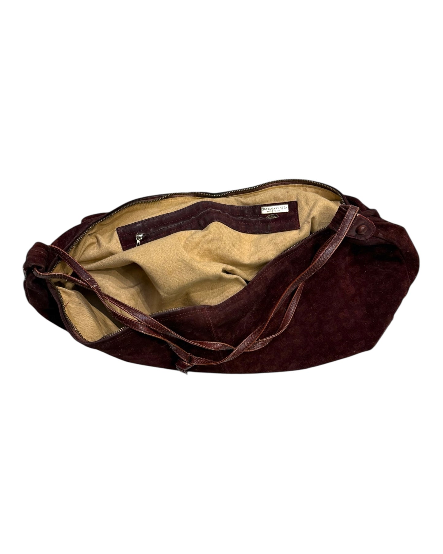 Vintage Bottega Veneta Dark Red Suede Butterfly Hobo Bag