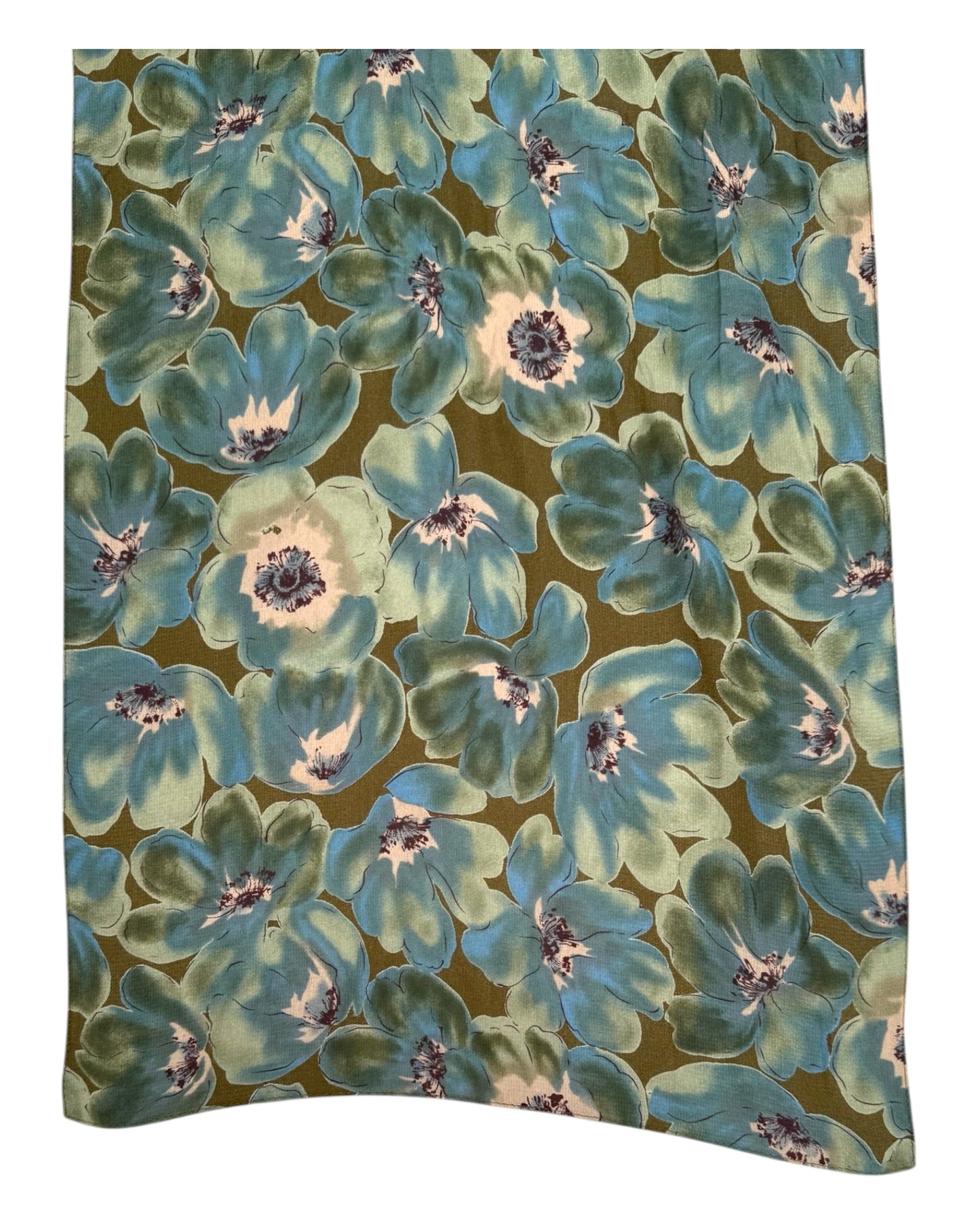 Vintage Green Floral Skinny Scarf