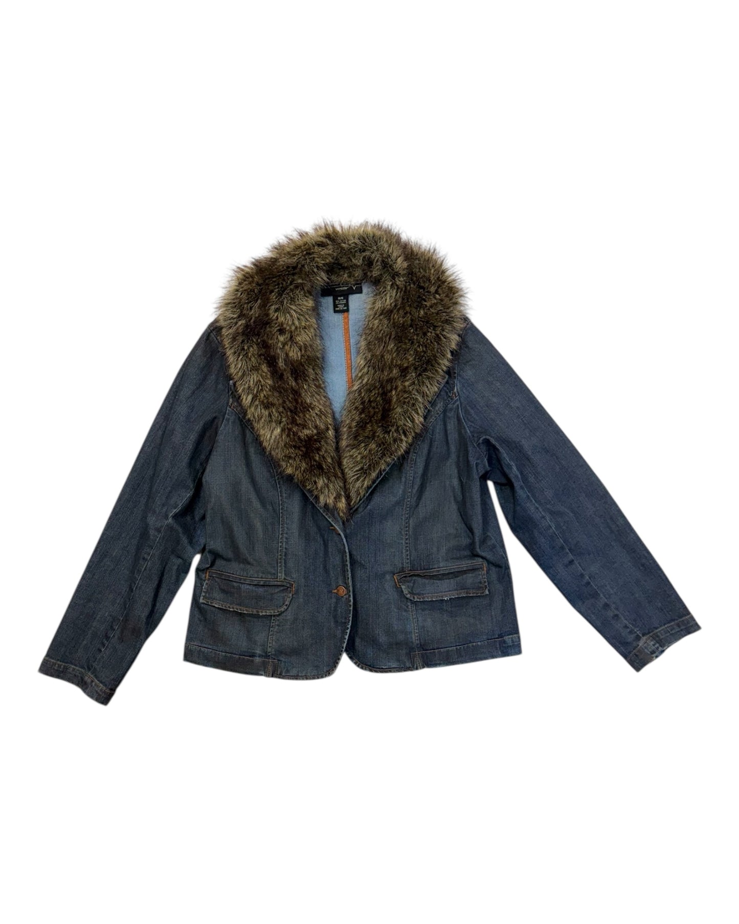 Vintage Jean Jacket with Faux Fur Collar