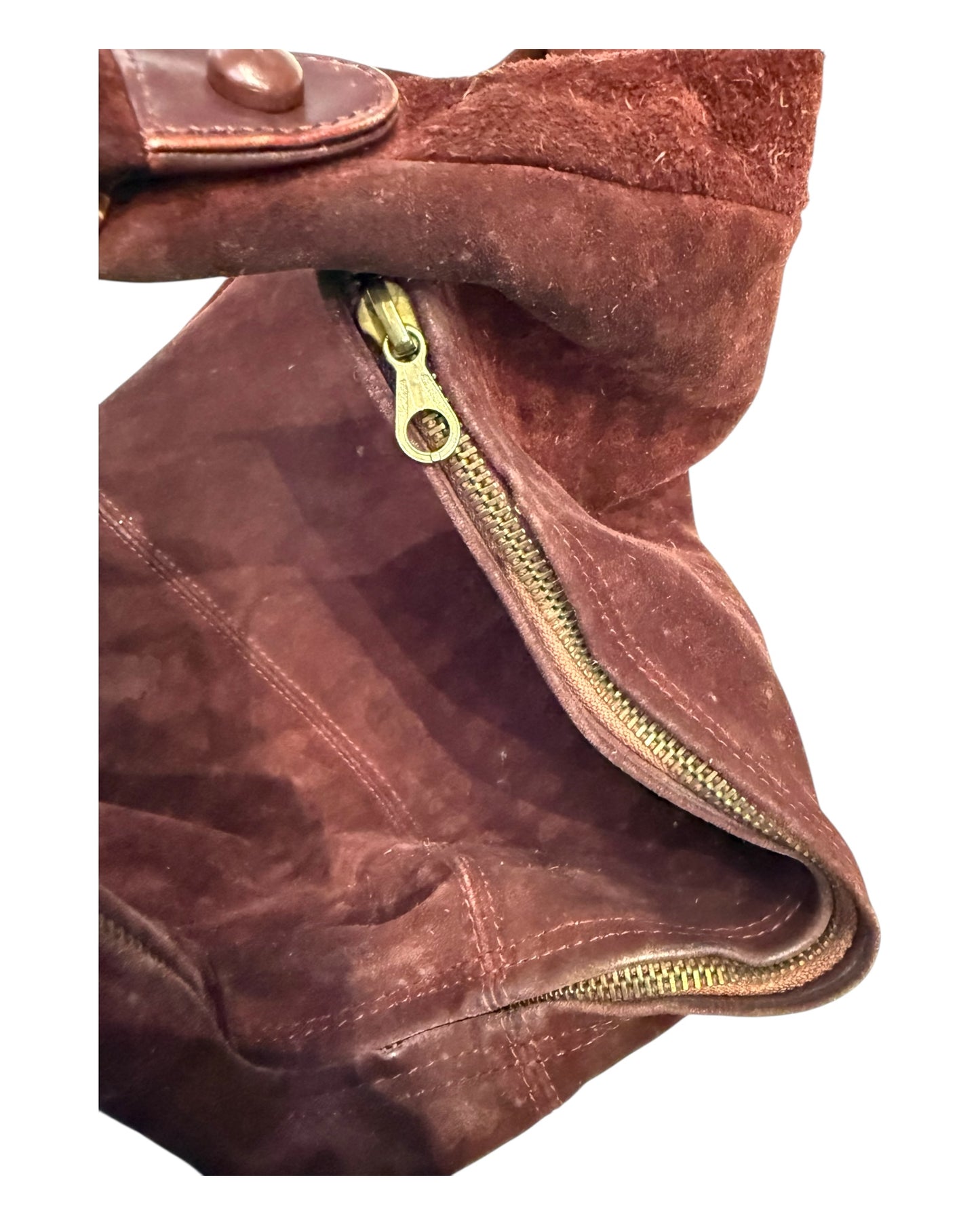 Vintage Bottega Veneta Dark Red Suede Butterfly Hobo Bag