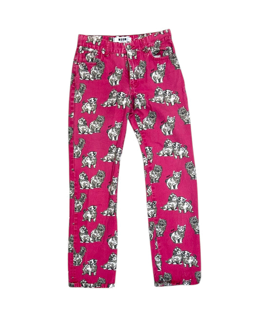 Pre-Loved Pink Kitty Wide-Leg Jeans