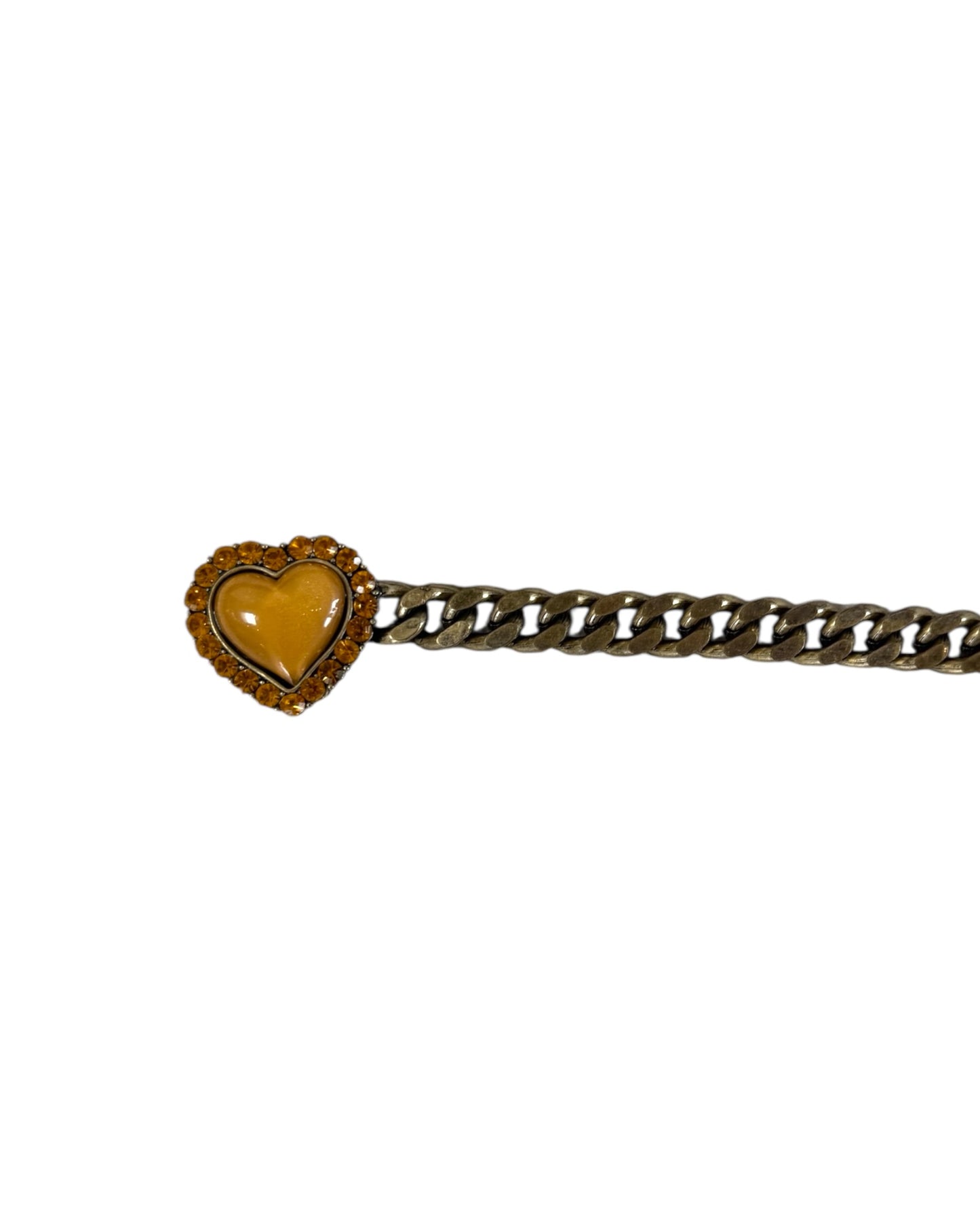 Vintage Brass Heart Skinny Chain Belt
