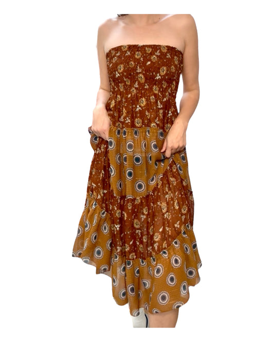 Pre-Loved Brown Scrunchy Dress or Skirt