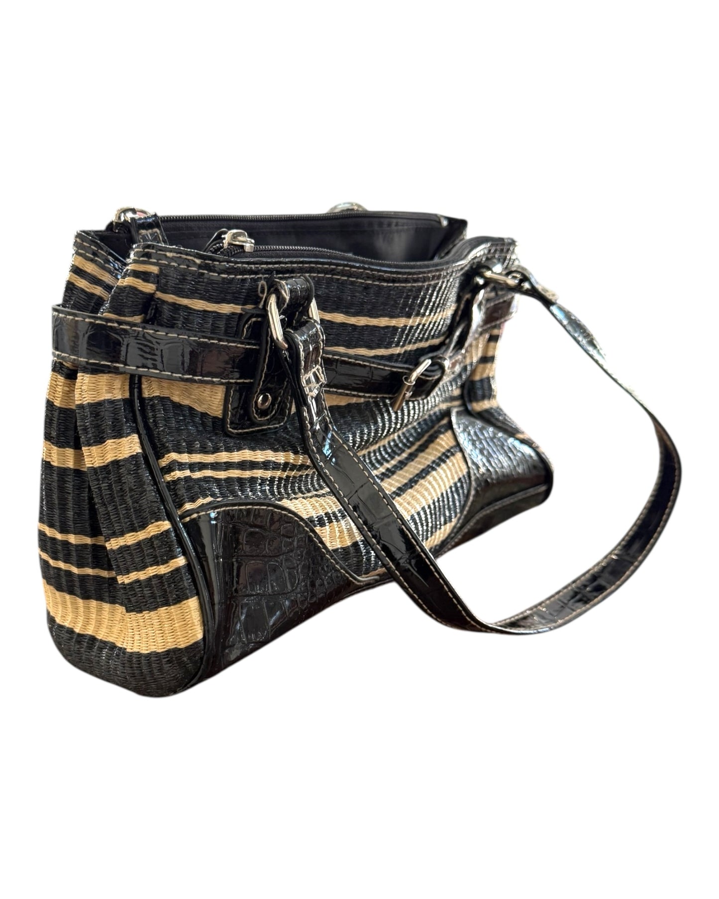 Vintage Black and Tan Stripe Bag