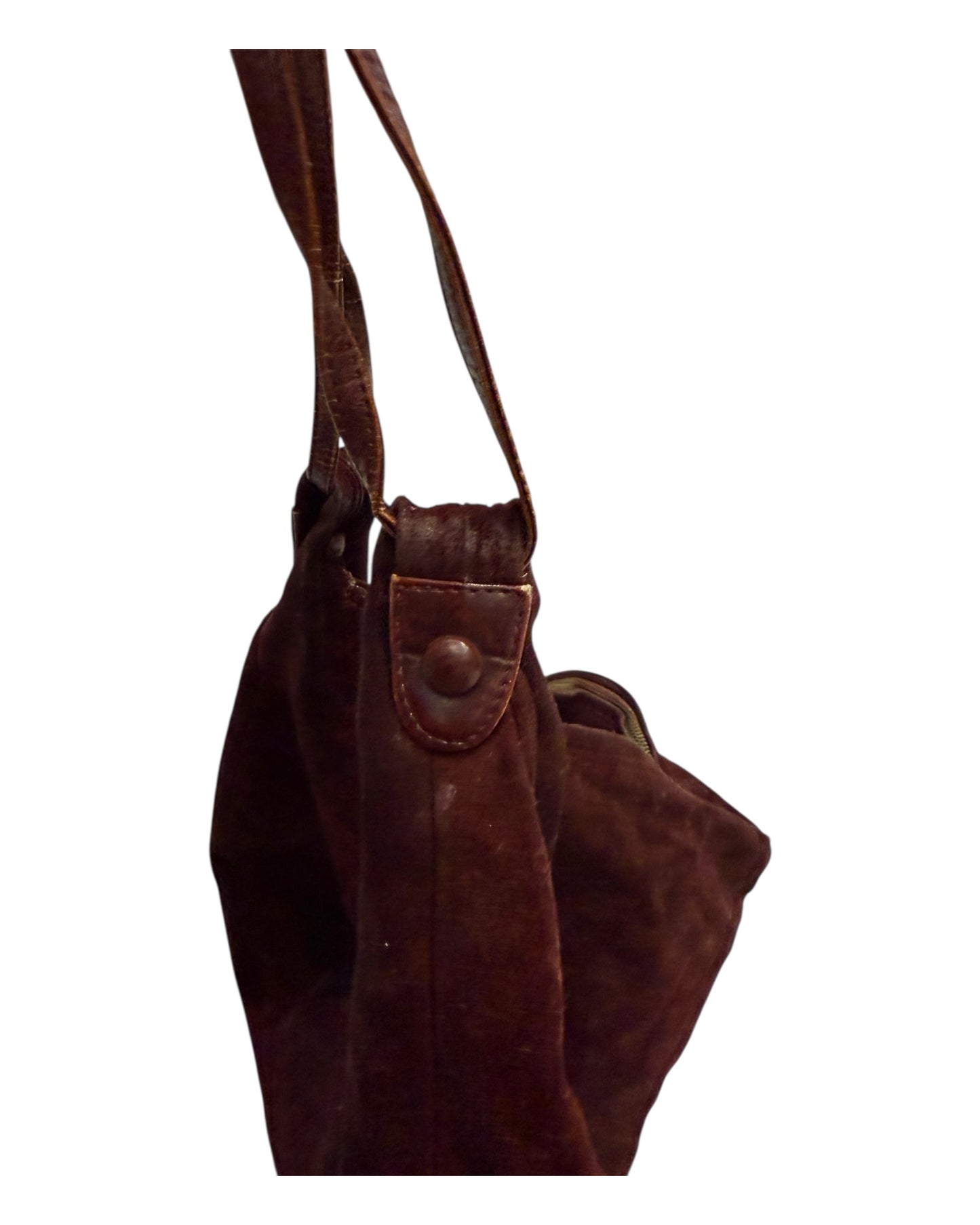 Vintage Bottega Veneta Dark Red Suede Butterfly Hobo Bag