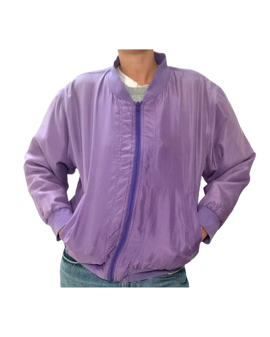 Vintage 1990s Love, Norma Jeane Purple Silk Bomber Jacket