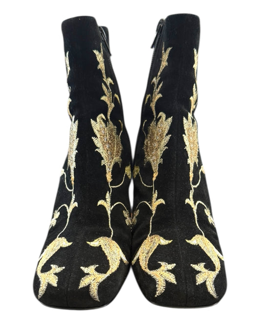 Vintage Embroidered Black Booties