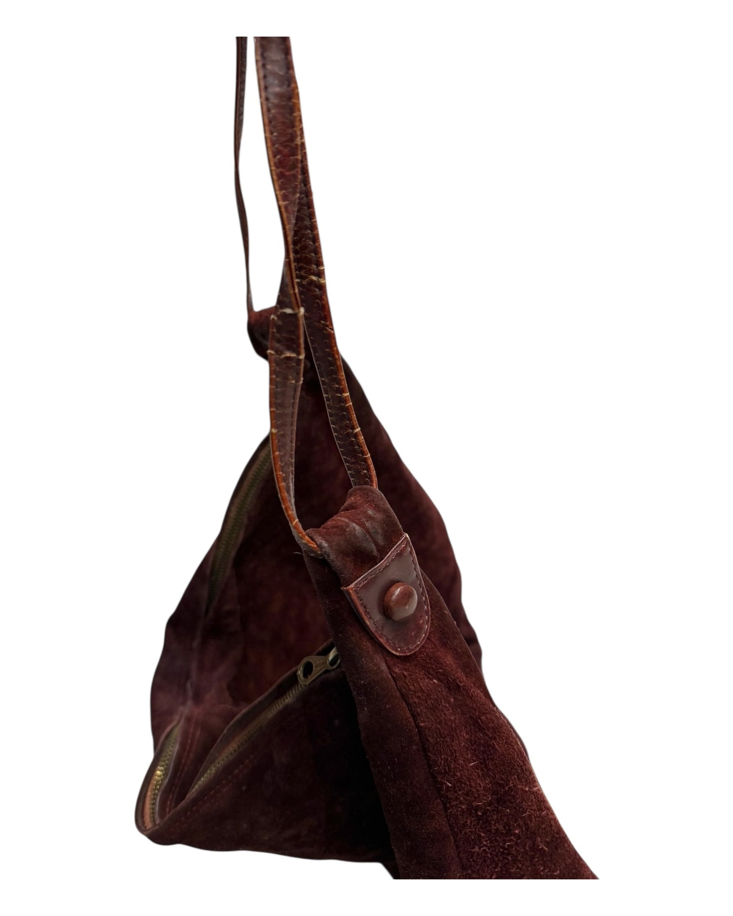 Vintage Bottega Veneta Dark Red Suede Butterfly Hobo Bag