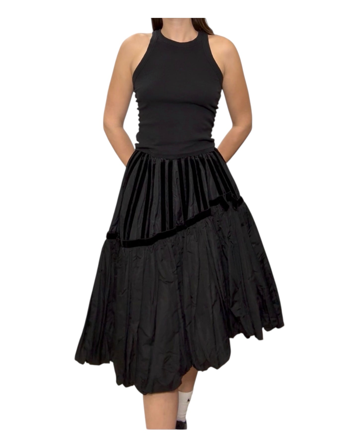 Vintage Black Tiered Swing Skirt