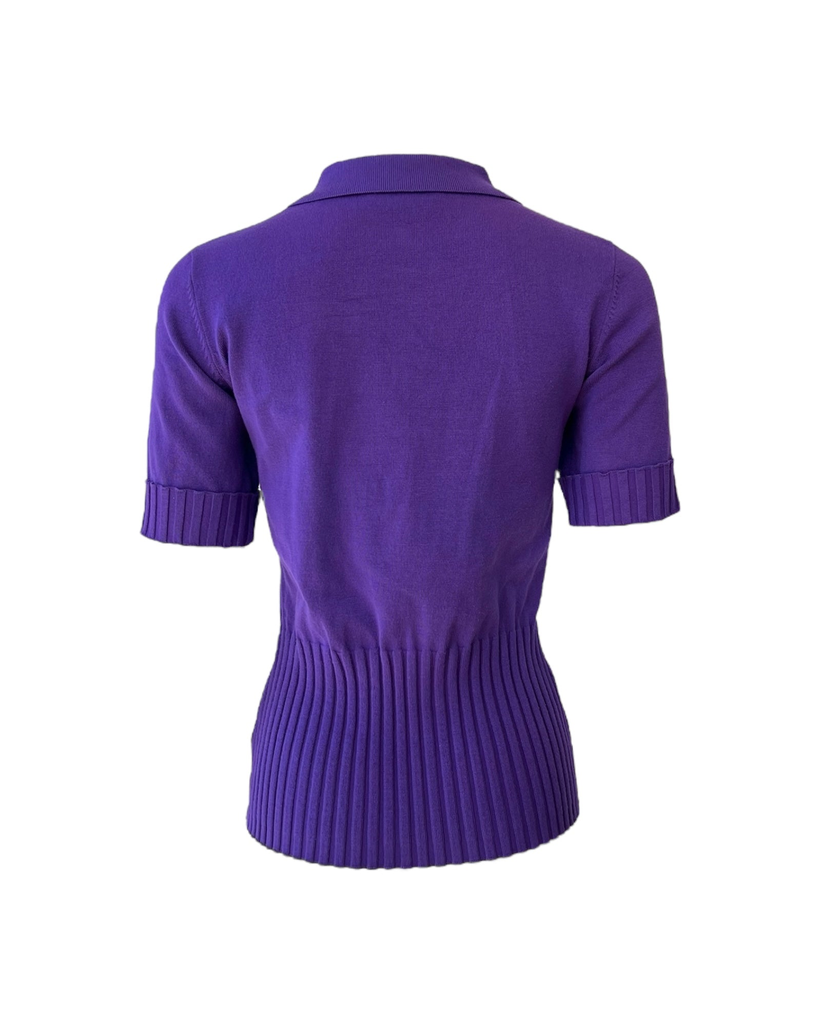 Vintage Funky Purple Rhinestone Zip Up Polo Sweater