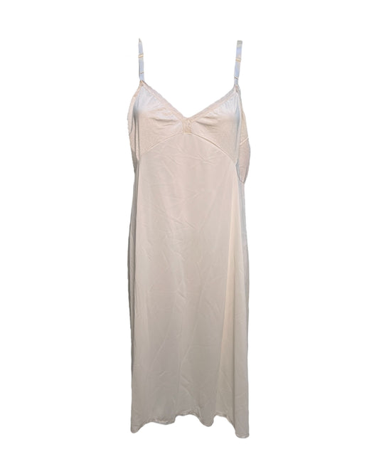 Vintage Ecru Lace-Trimmed Lingerie Slip Dress