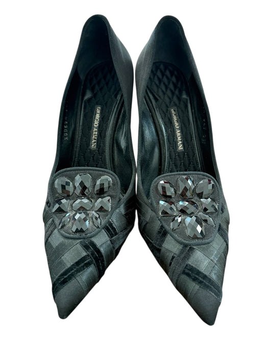Vintage Giorgio Armani Embellished Satin Pumps
