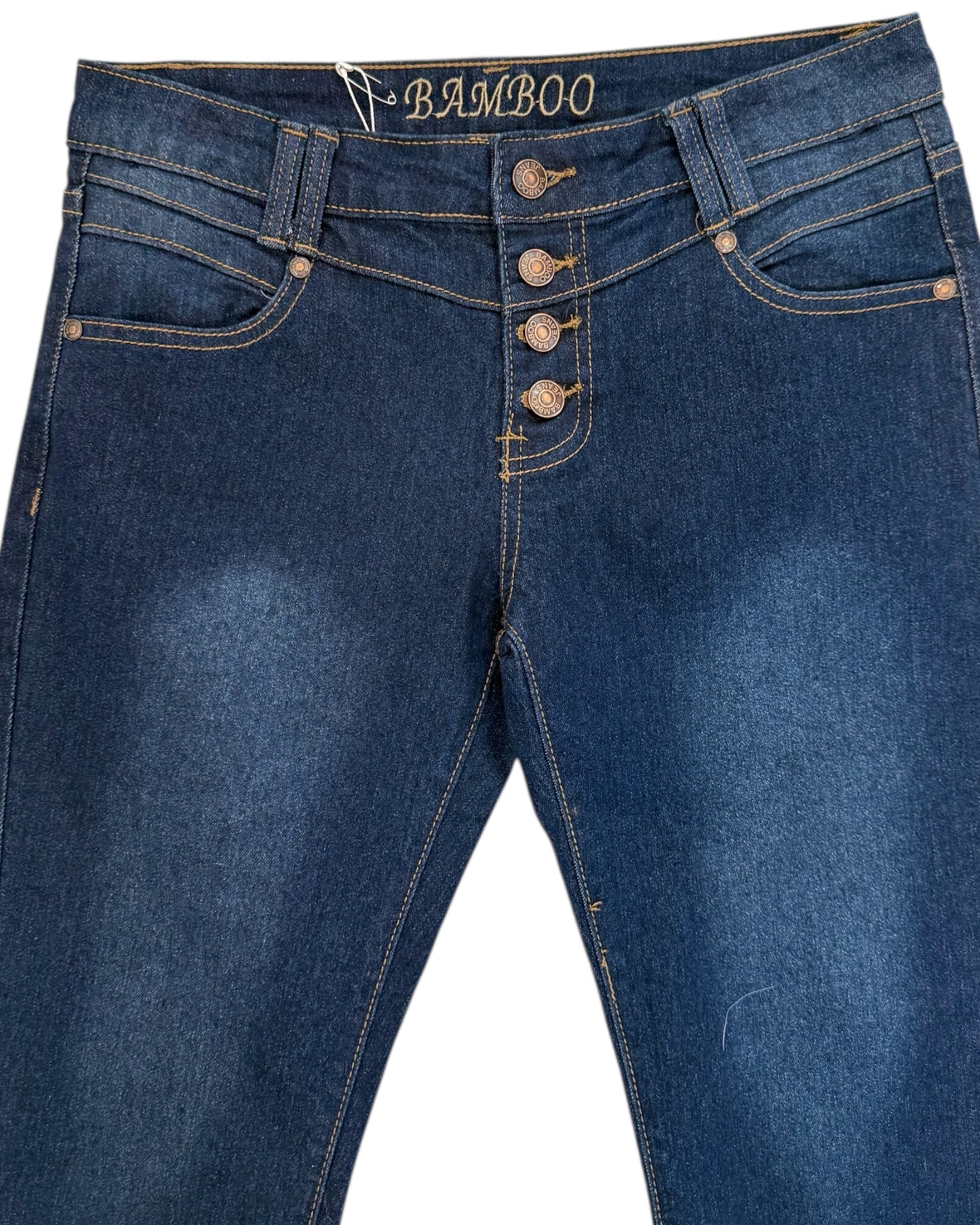 Vintage Dark-Wash Skinny Capri Shorts