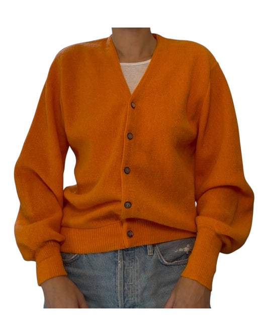 Vintage Orange Alpaca Wool Cardigan Sweater