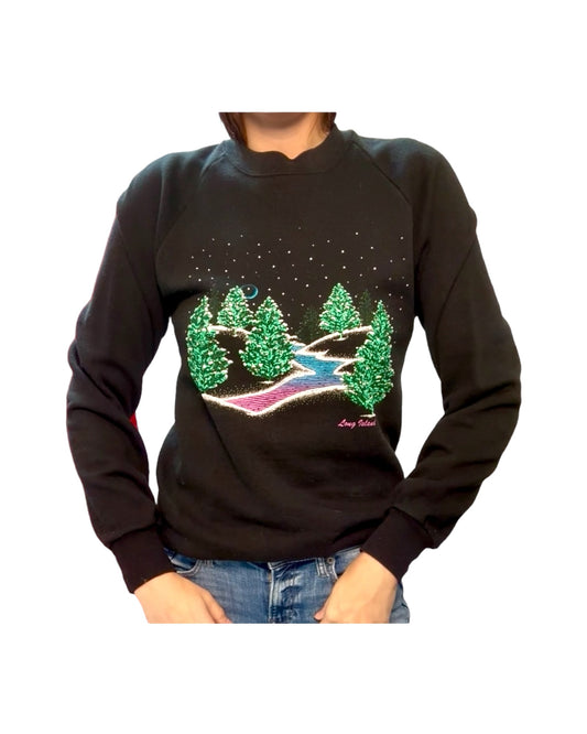 Vintage Long Island Christmas Tree Crewneck Sweatshirt