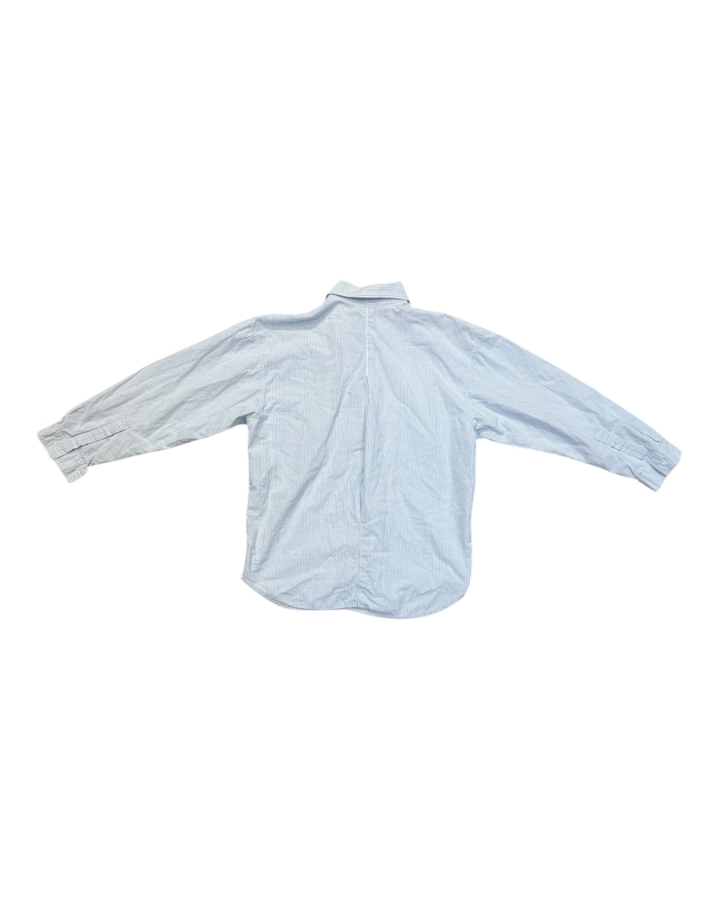 Vintage Blue and White Stripe Button-Up Blouse