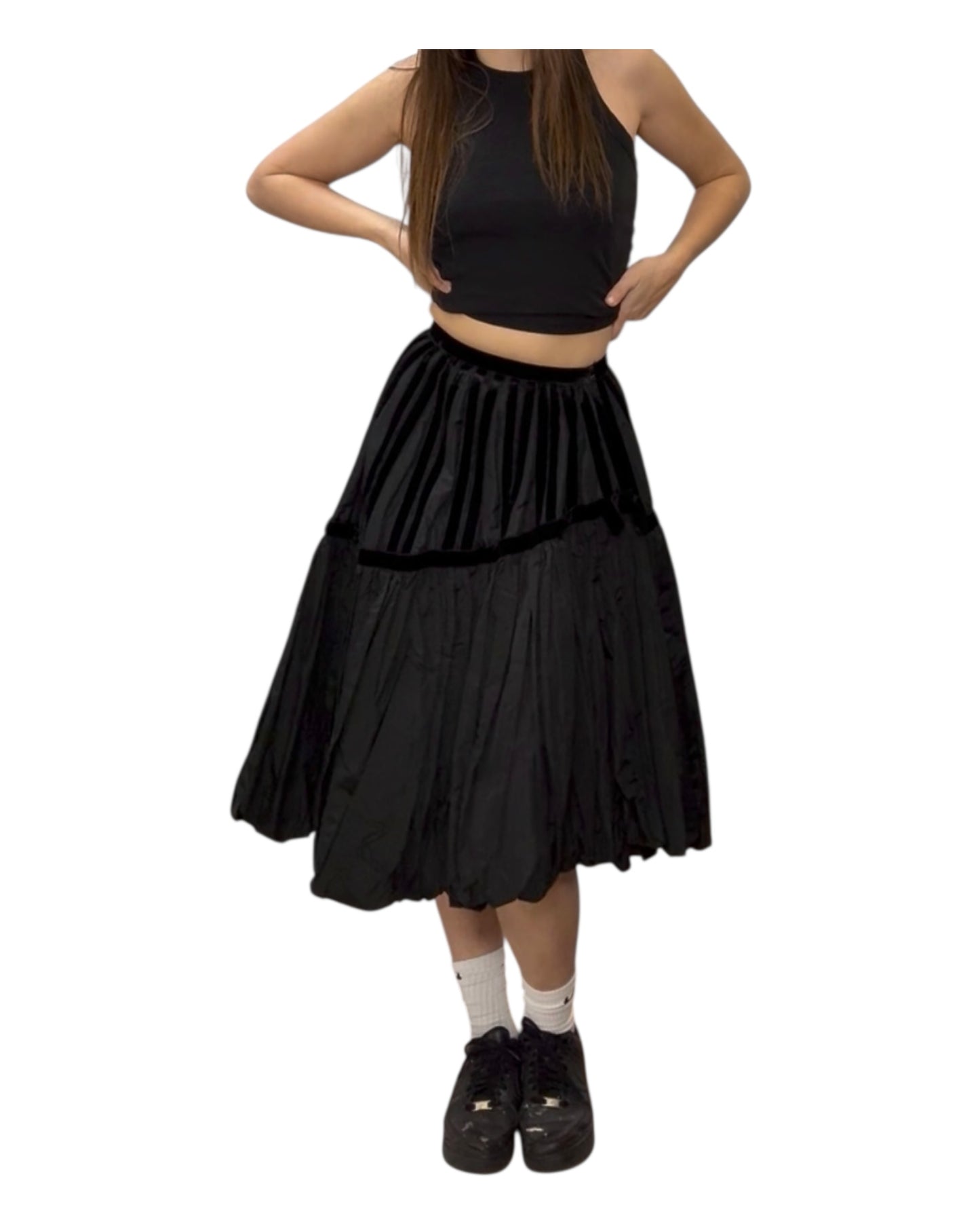 Vintage Black Tiered Swing Skirt