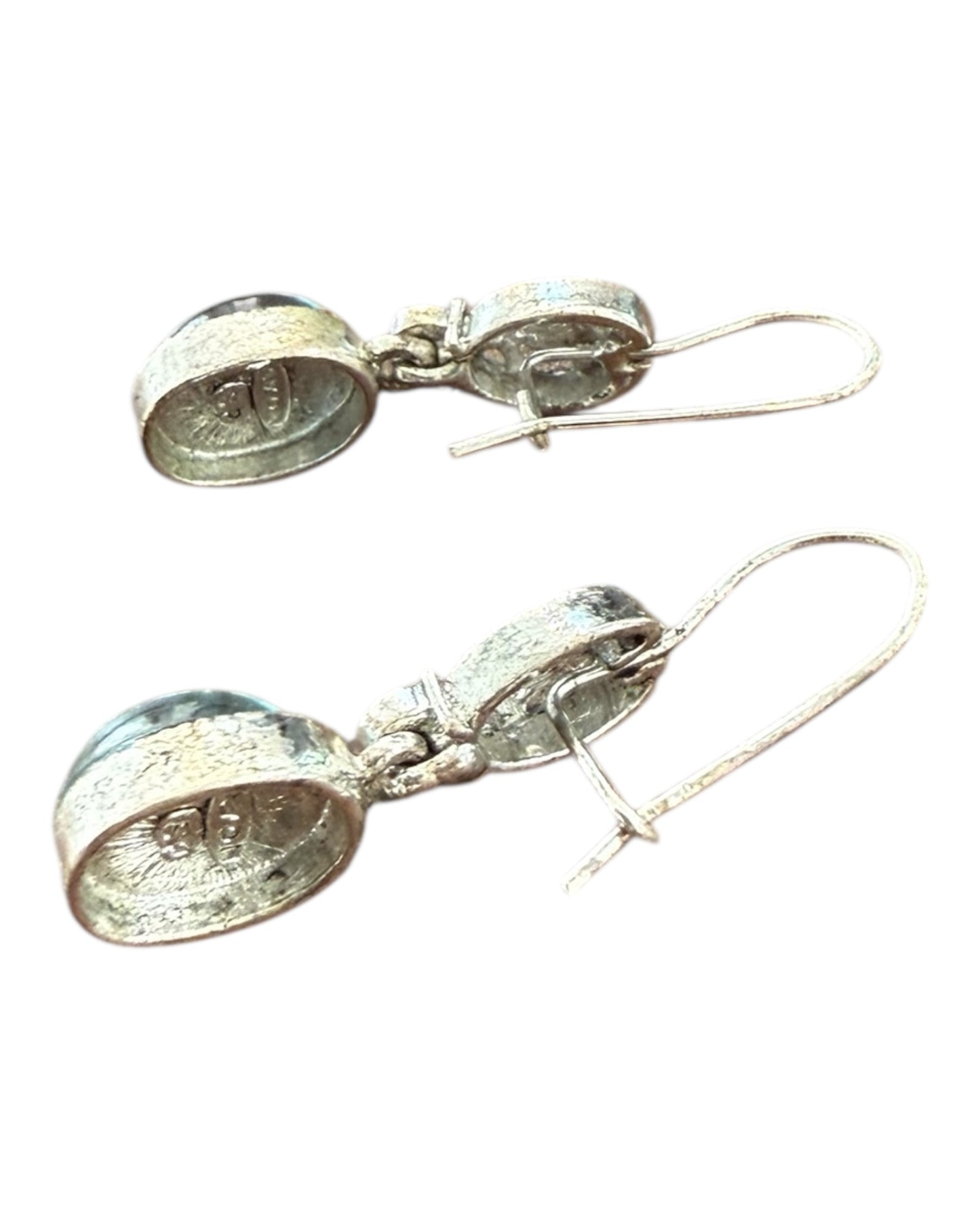 Vintage Blue Glass and Silver Dangly Earrings