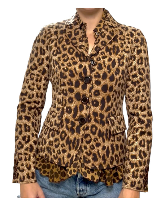 Vintage Moschino Leopard Print Blazer and Blouse Set