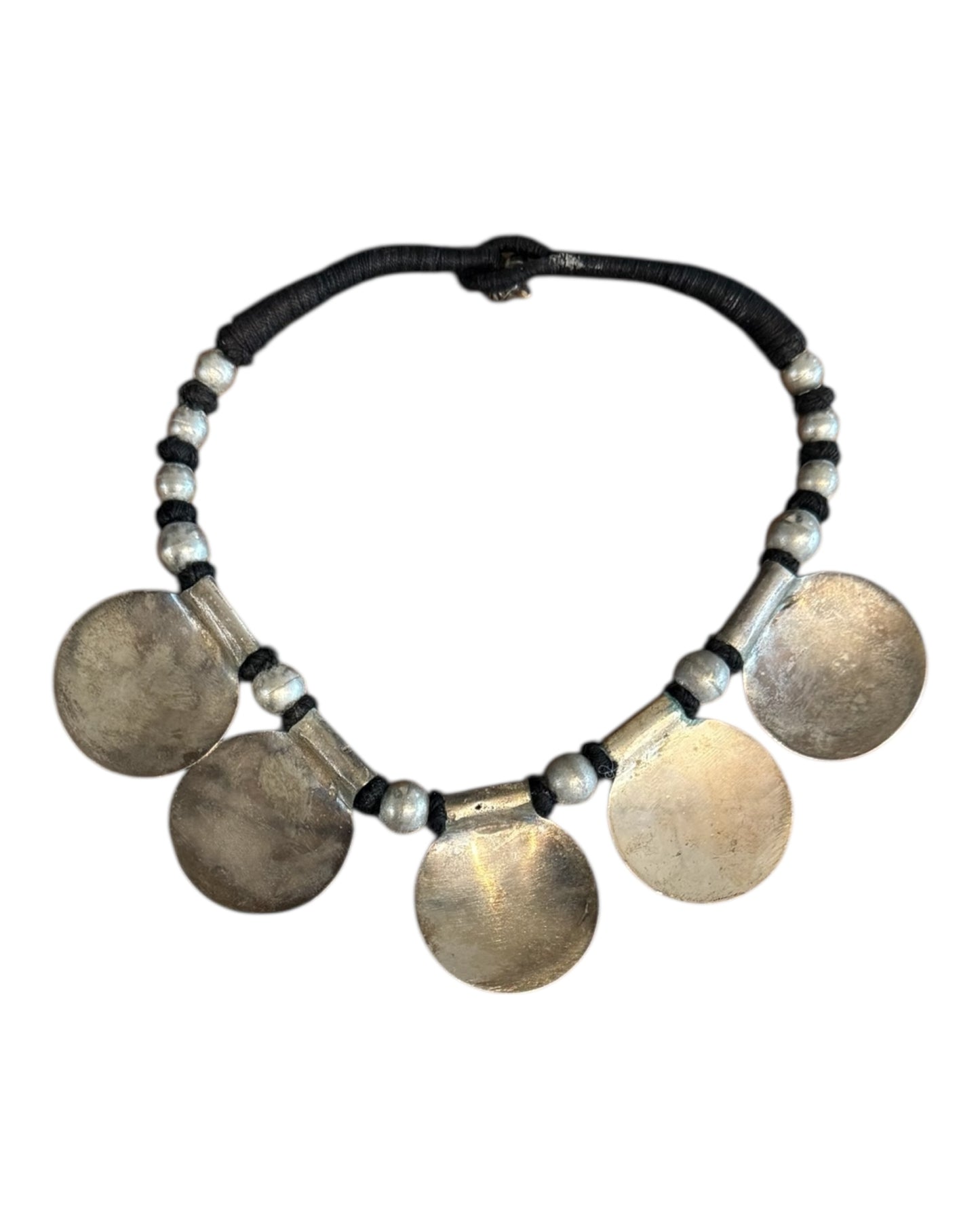 Vintage Silver Medallion Rope Necklace