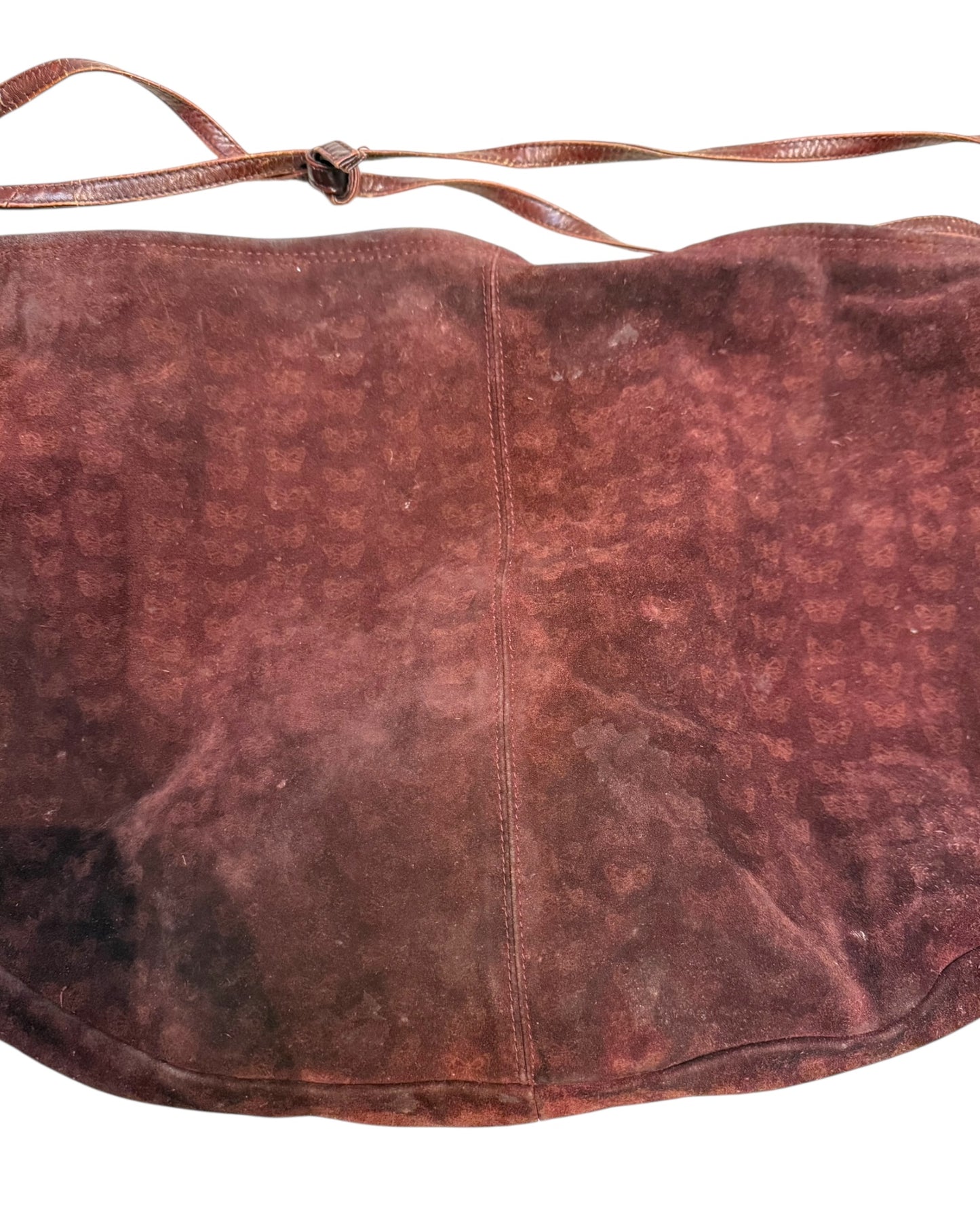 Vintage Bottega Veneta Dark Red Suede Butterfly Hobo Bag
