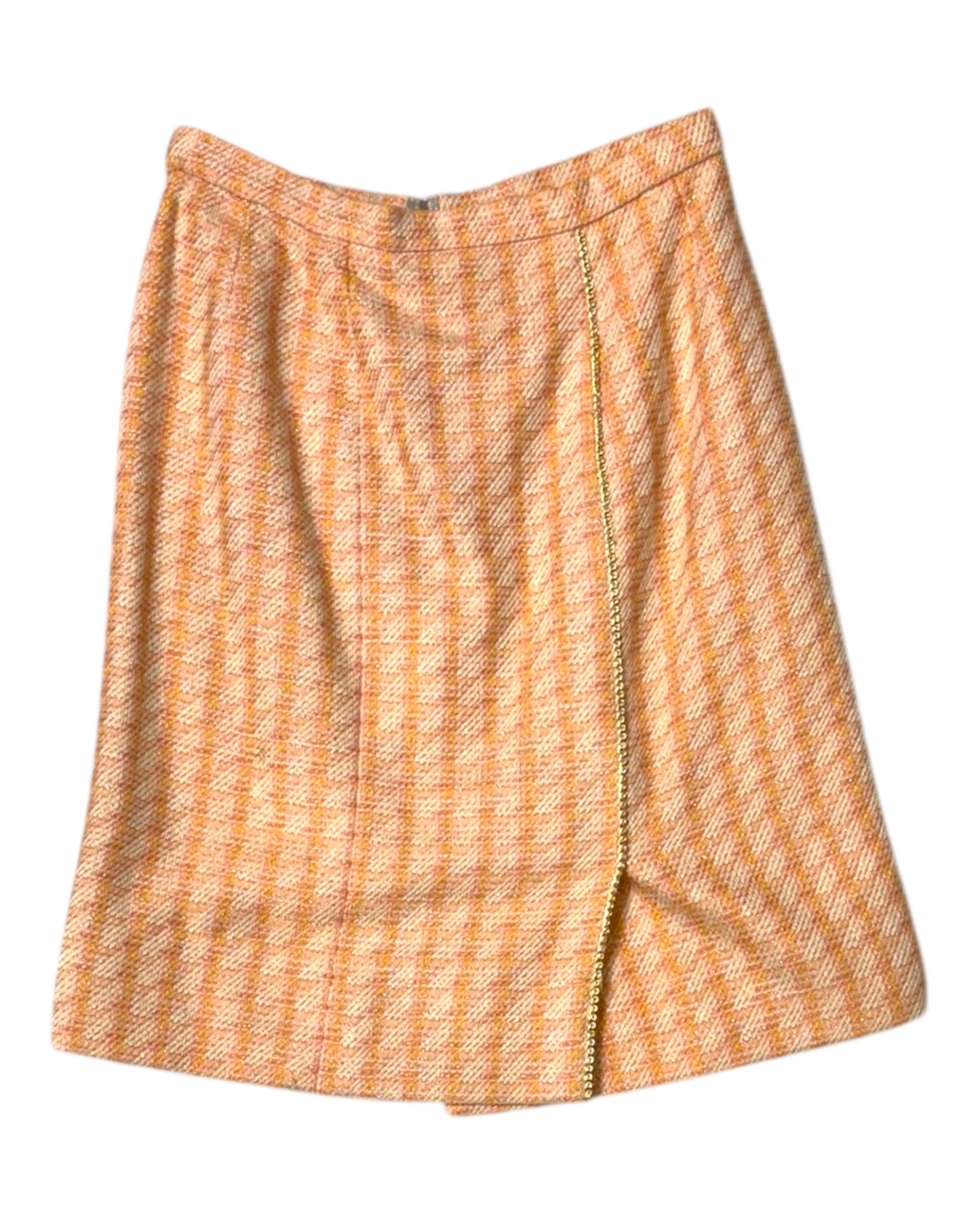 Vintage Chanel Pink Pencil Skirt with Gold Chain Detail