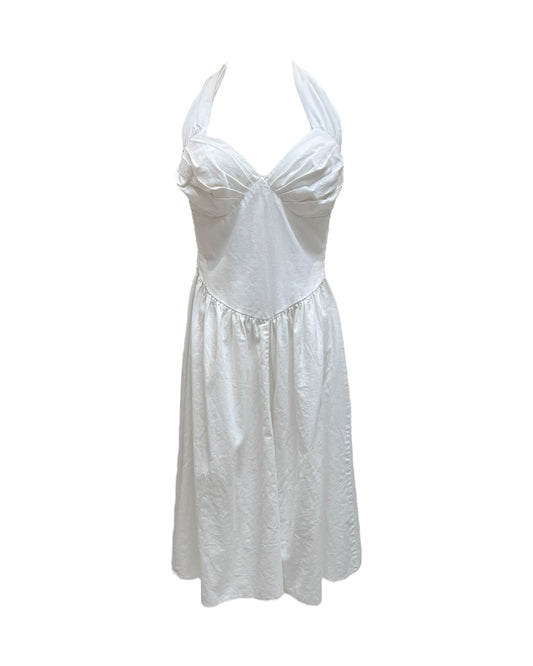 Vintage White Cotton Halter Top Mini Dress