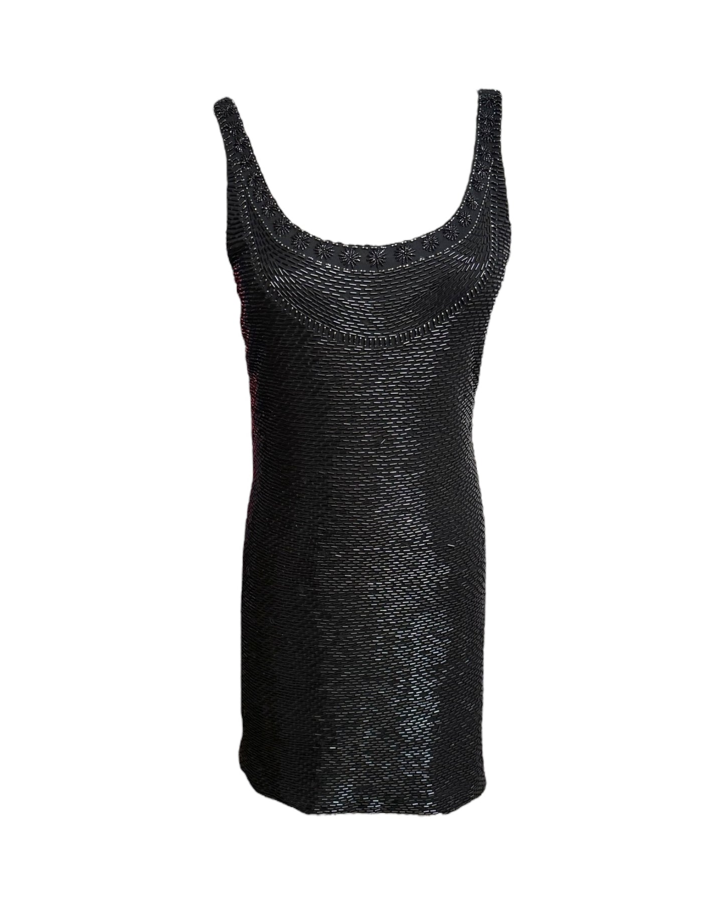 Vintage 2000s Moschino Black Beaded Mini Dress