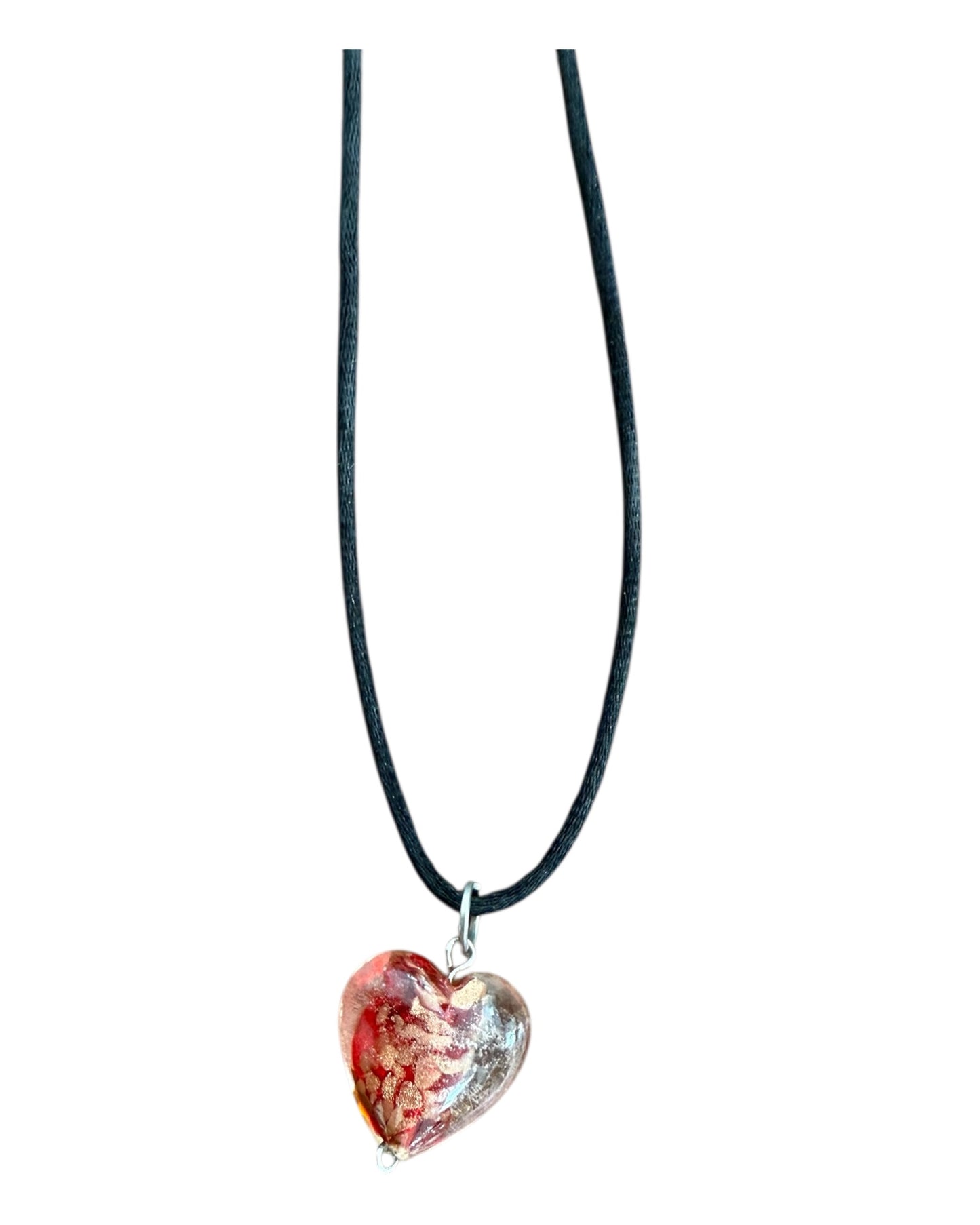 Vintage Red Heart Pendant Necklace