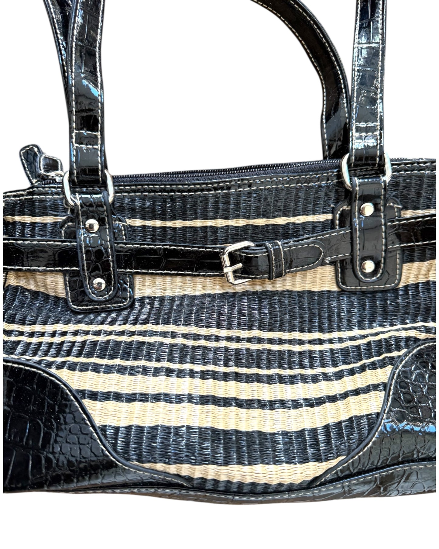 Vintage Black and Tan Stripe Bag