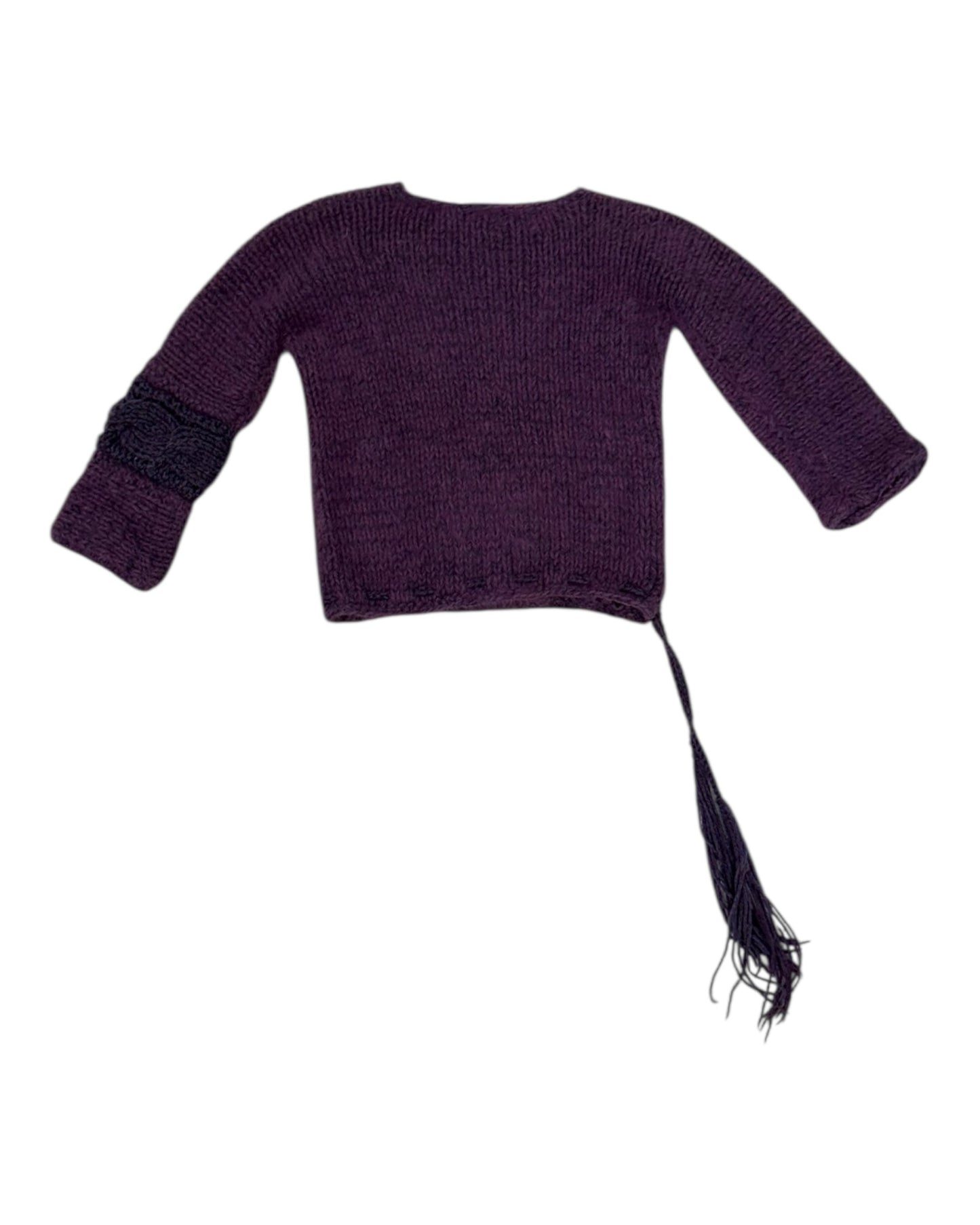 Vintage Hand Knit Cropped Purple Sweater