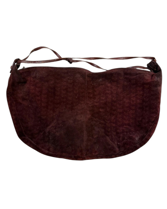 Vintage Bottega Veneta Dark Red Suede Butterfly Hobo Bag