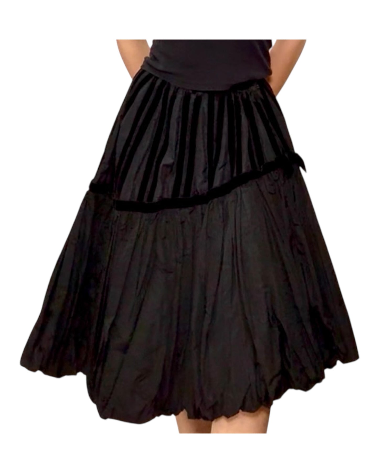 Vintage Black Tiered Swing Skirt
