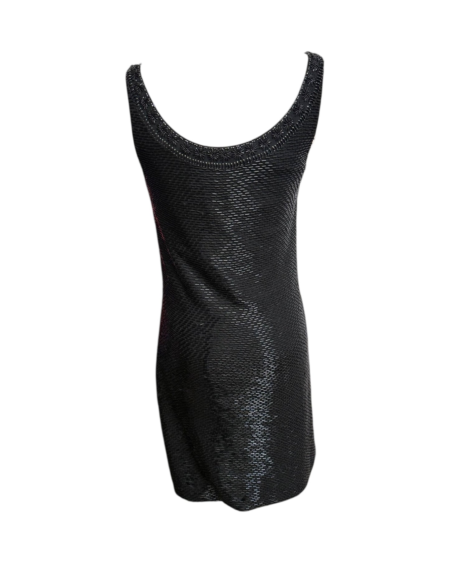 Vintage 2000s Moschino Black Beaded Mini Dress