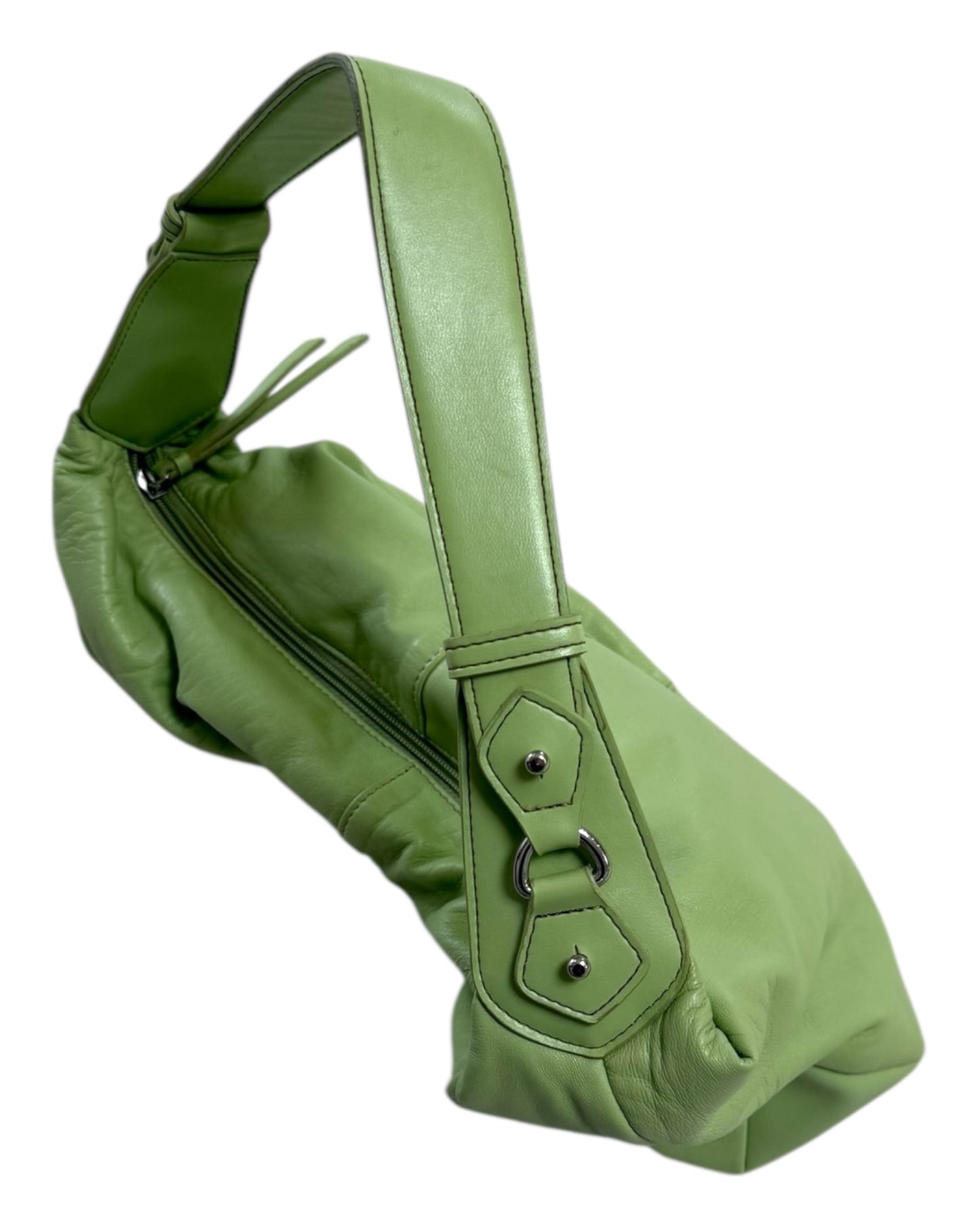 Vintage Light Green Small Leather Hobo Bag