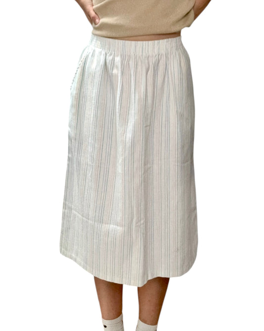 Vintage White Striped Midi Skirt