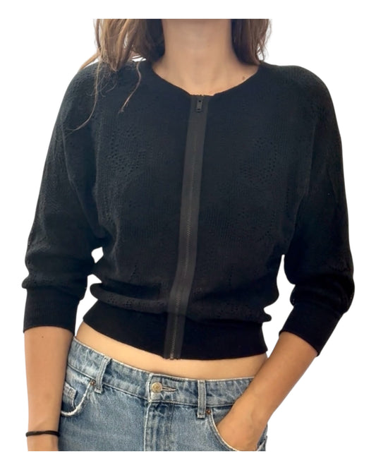 Pre-Loved Marc Jacobs Black Lace Zip-Up Sweater