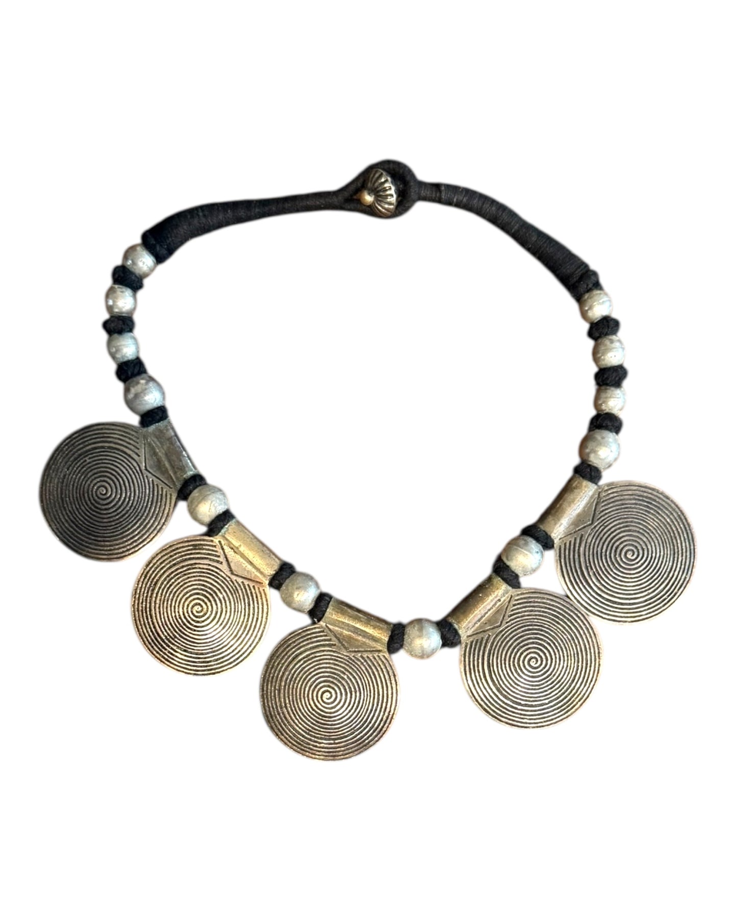 Vintage Silver Medallion Rope Necklace