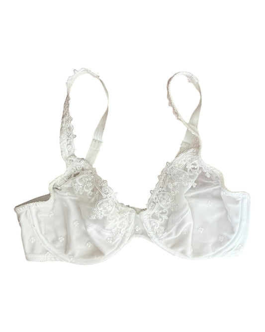 Vintage White Embroidered Floral Bralette
